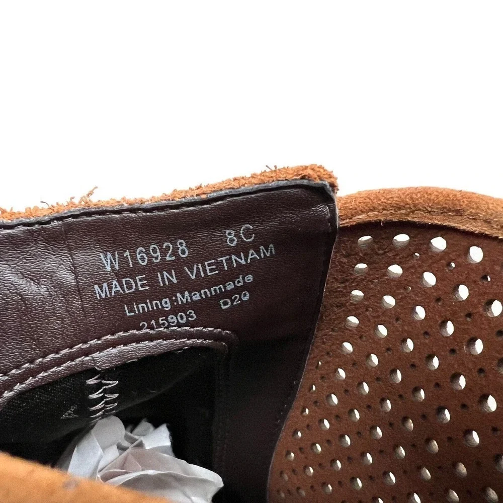Cole Haan Val Boots Suede Perforated Panels Pointed Toe British Tan Women Sz‎ 8C